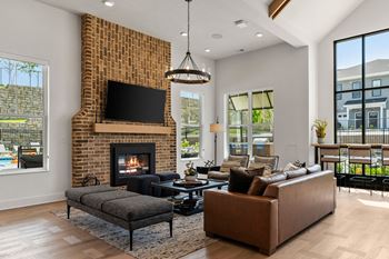 Indoor/outdoor fireplace lounge